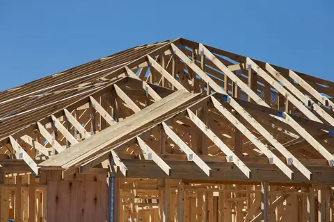 Roof framing on a home